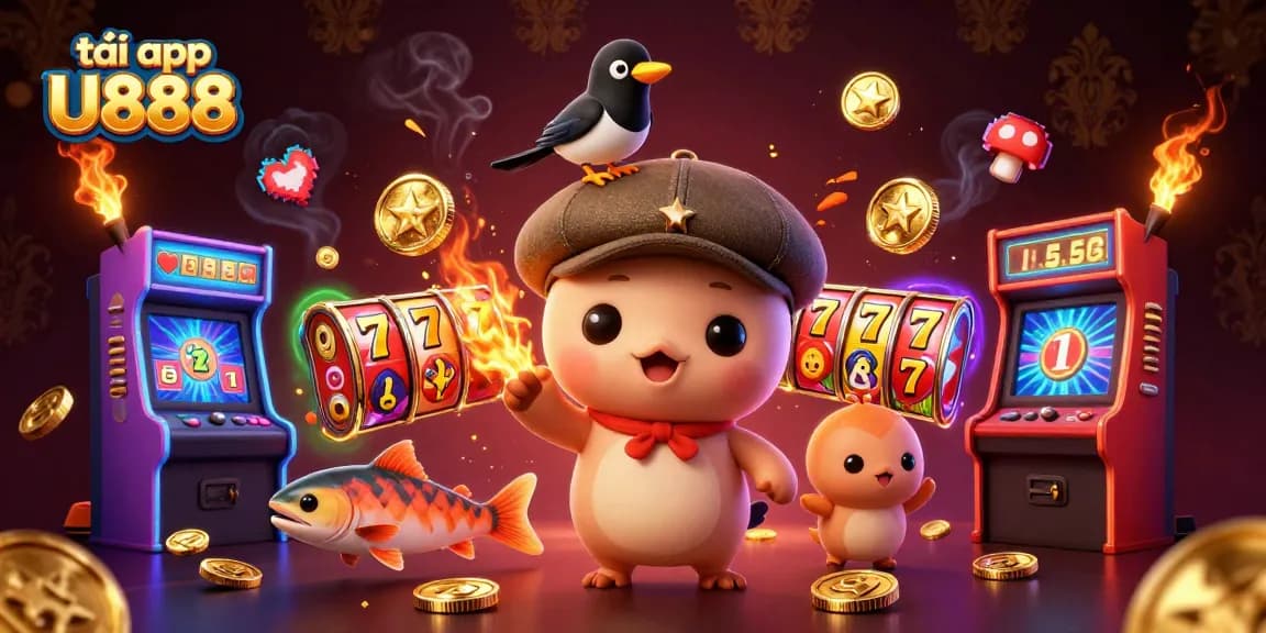 Experience the thrill of gaming with tải app U888 showcasing vibrant characters and dynamic slot reels.