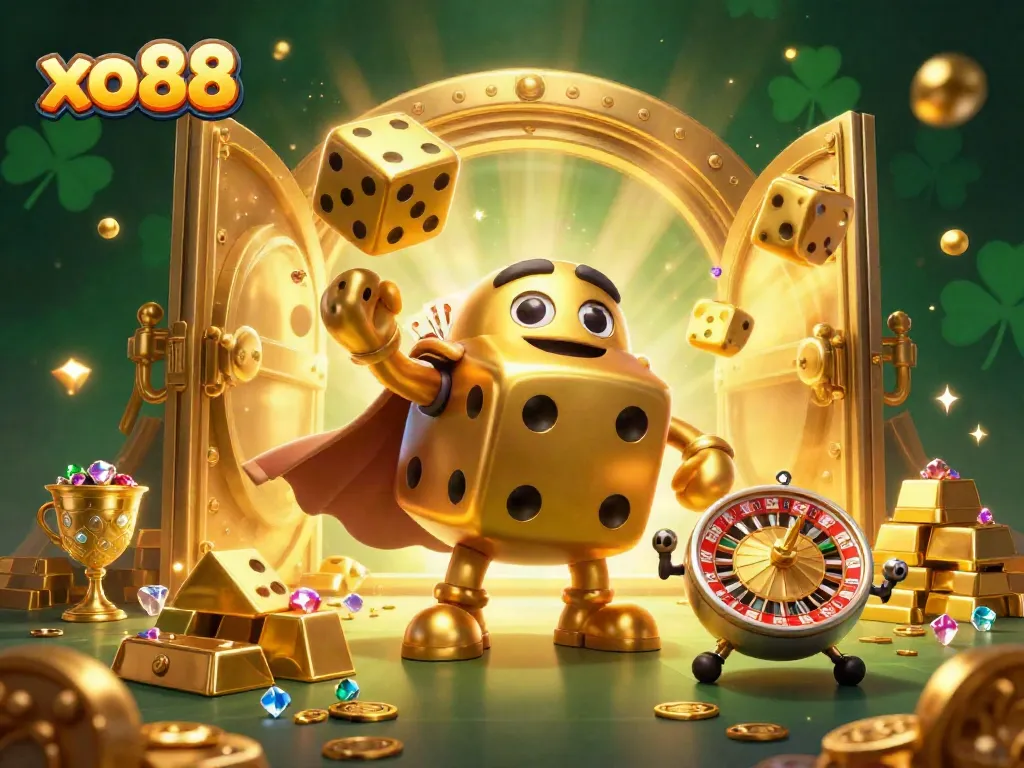 Experience excitement at xo88 with a vibrant, dynamic 3D casino scene filled with rich details.
