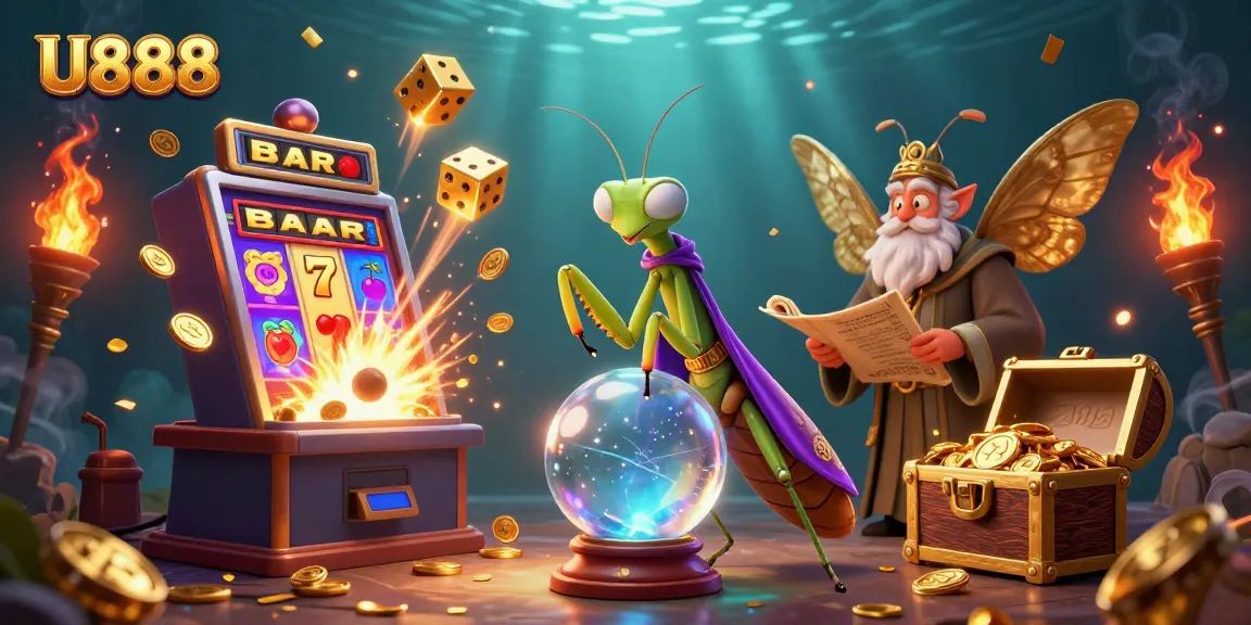 Experience U888's thrilling jackpot with mystical creatures and vibrant scene bursting with energy.